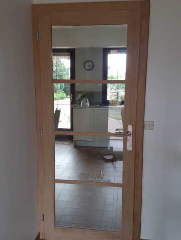 Porte intérieure vitrée bois clair, petits bois horizontaux